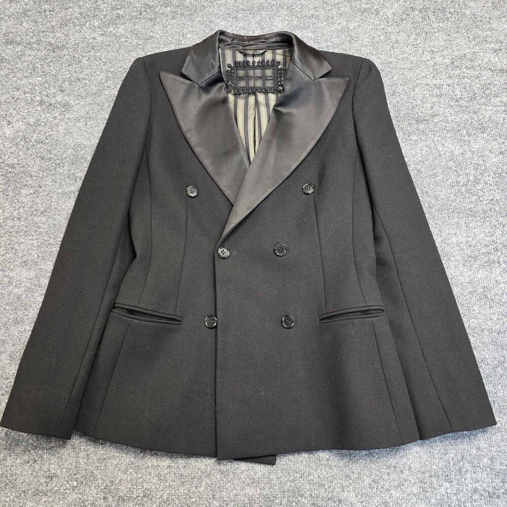 Etro Tuxedo Style Double Breasted Button Blazer Jacket Black Women's Sz EU 42